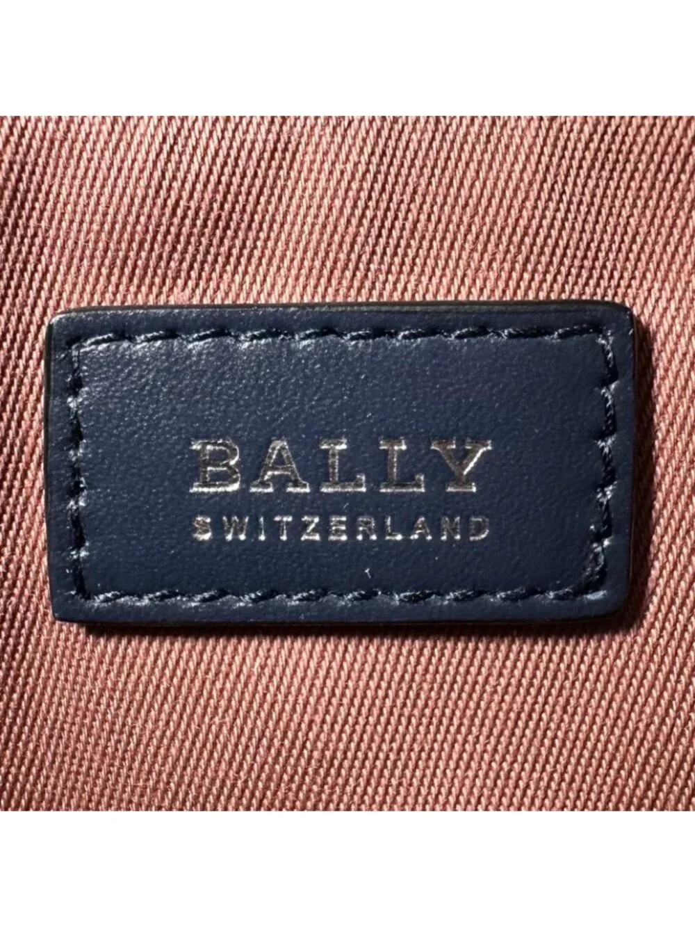 Bvlgari Bally Leddon Logo Leather Clutch Navy Silver